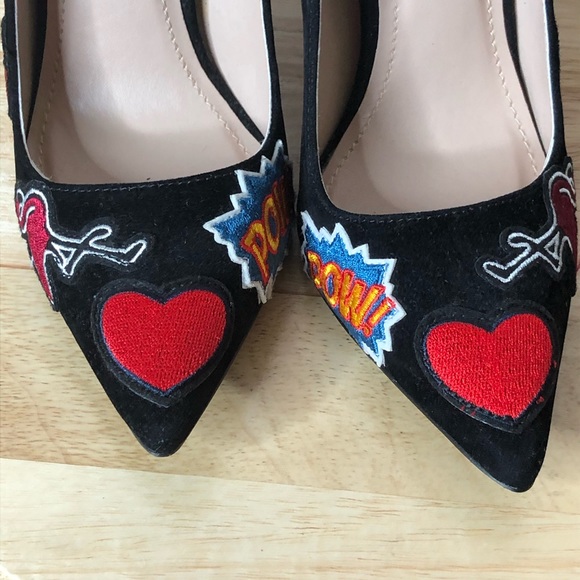 Show Republic LA Fun Faux Suede Patchwork Chunky Heel - Picture 4 of 8